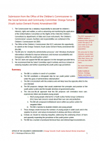 OCC Submission On Oranga Tamariki Youth Justice Demerit Points Amendment Bill Cover